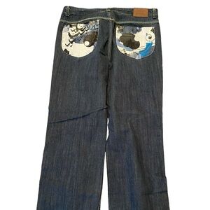 VTG NY Villain Jeans Sz 38x32 Men’s Baggy Hip Hop Grunge Skater Y2K Painted 90’s